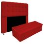 Imagem de Kit Cabeceira Estofada Mel Cama Box King 195 cm mais Calçadeira Baú Mel com Capitonê Suede Vermelho para Quarto - AM Decor