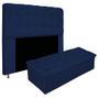 Imagem de Kit Cabeceira Estofada Mel Cama Box Queen 160 cm mais Calçadeira Baú Mel com Capitonê Suede Azul Marinho para Quarto - AM Decor