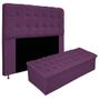 Imagem de Kit Cabeceira Estofada Mel Cama Box Queen 160 cm mais Calçadeira Baú Mel com Capitonê Suede Roxo para Quarto - AM Decor