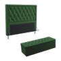 Imagem de Kit Cabeceira Estofada Para Cama Box Centaurus 195 Para Cama King e Calçadeira Sagitarius Sued Verde Aradecor