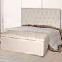 Imagem de Kit Cabeceira Estofada Solteiro  com Recamier Bau 90 cm para Cama Box Bege Livia Mafer