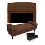 Imagem de Kit Cabeceira Geovana + Calçadeira Baú Felix Queen Size 160cm Suede - Ecotec Decor
