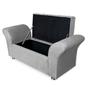 Imagem de Kit Cabeceira Geovana + Calçadeira Baú Veneza Casal 140cm Suede - Renascer Decor