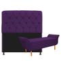 Imagem de Kit Cabeceira Lady e Recamier Ari 195 cm King Size Suede Roxo - Doce Sonho Móveis