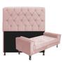 Imagem de Kit Cabeceira Lady e Recamier Félix 90 cm Solteiro Suede Rosê - Doce Sonho Móveis