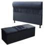 Imagem de Kit Cabeceira Mais Calçadeira Baú King 195cm Para Cama Box Vitória Suede Azul - DS Estofados