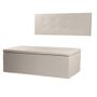 Imagem de Kit Cabeceira Painel e Calçadeira Baú Casal Queen 1,60m Berlim Material Sintético Bege Dal Poz Estofados