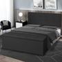 Imagem de Kit Cabeceira Painel e Calçadeira Baú Solteiro 0,90m Roma Suede Preto SKY MOBILE