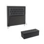 Imagem de Kit Cabeceira Pegasus 140 Modulada Estofada e Calçadeira Sagitarius N-022 Veludo Chumbo Aradecor