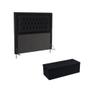 Imagem de Kit Cabeceira Pegasus 140 Para Cama Box de Casal e Calçadeira Sagitarius N-024 Veludo Preto Aradecor