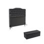 Imagem de Kit Cabeceira Pollux 160 Queen e Calçadeira Sagitarius N-022 Veludo Chumbo Aradecor