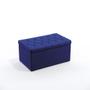 Imagem de Kit Cabeceira Pollux 90 Modulada Estofada e Calçadeira Sagitarius A-019 Couro Artificial Azul Aradecor