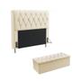 Imagem de Kit Cabeceira Sirius 140 Modulada Estofada e Calçadeira Sagitarius N-030 Veludo Bege Aradecor