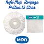 Imagem de Kit Cabo Extensor Com Base do Esfregão + Refil Mop Limpeza Prática Mor