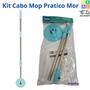 Imagem de Kit Cabo Extensor Com Base do Esfregão + Refil Mop Limpeza Prática Mor