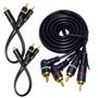 Imagem de Kit Cabo Rca 1,5 Metro + 2 Cabo Y 2 Macho 1 Femea P/ Modulo Amplificador Cabos Emborrachados Resistente rca anti ruidos