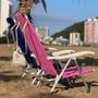 Imagem de Kit Cadeira De Praia Aluminio Reclinável 8 Posições Reforçada Dobrável Alta Aço + Mesinha Lateral Cadeira De Praia