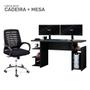 Imagem de Kit Cadeira Escritório Giratória Viena + Mesa Gamer MX Preta com Gancho para HeadSet - MOOBX