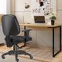 Imagem de Kit Cadeira Escritório Job Crepe e Mesa Escrivaninha Industrial Soft F01 Nature Fosco - Lyam Decor