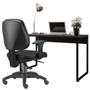 Imagem de Kit Cadeira Escritório Job Crepe e Mesa Escrivaninha Industrial Soft F01 Preto Fosco - Lyam Decor