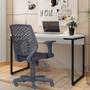 Imagem de Kit Cadeira Escritório Tech Suede e Mesa Escrivaninha Industrial Soft Branco Fosco - Lyam Decor