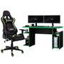 Imagem de Kit Cadeira Gamer MoobX Thunder Verde + Mesa Gamer MX Verde com Gancho para HeadSet - MOOBX