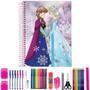 Imagem de Kit Caderno Frozen Arame 200 Folhas Capa Dura Com 40 Itens