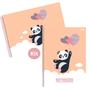 Imagem de Kit Caderno Urso Panda Brochura 80 Folhas e Desenho 60 Folhas Capa Dura Escolar para Ensino Infantil e Fundamental