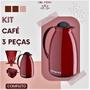 Imagem de Kit Café Garrafa Térmica 650ml Suporte Coador e Açucareiro