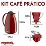 Imagem de Kit Café Prático 3 Peças Vermelho Garrafa Térmica 650 ml Suporte para Filtro Açucareiro e Colher Unitermi