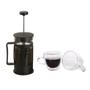 Imagem de Kit Cafeteira Francesa 600Ml + Canecas Vidro Duplo 120Ml