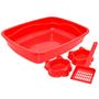 Imagem de Kit Caixa de Areia para Gatos Cor Vermelho Happy Cat