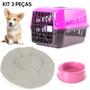 Imagem de Kit Caixa de Transporte nº1 Rosa + Cama Nuvem M + Comedouro 600ml