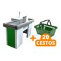 Imagem de KIT - Caixa Supermercado Empacotador Check-out 1,5m Recorte + 20 Cestos de Compras Verde