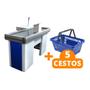 Imagem de KIT - Caixa Supermercado Empacotador Check-out 1,5m Recorte + 5 Cestos de Compras Azul