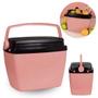 Imagem de Kit Caixa Termica Rosa Pessego Cooler 6 L / 8 Latas + Cadeira de Praia 6 Posicoes Rosa  Mor 