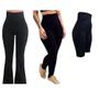 Imagem de Kit Calça Bailarina + Legging + Bermuda Cós Alto Modelador Alta Compressão Suplex Poliamida - PRETO 