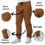 Imagem de Kit Calça jogger Slim Conforto Duravel Sarja Branco Caramelo