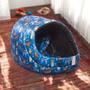 Imagem de Kit Cama Caminha Toca Iglu Pet Para Cachorro Gato Nylon Azul