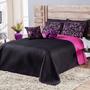 Imagem de Kit Cama Colcha Infantil Gamer Cobre Leito Game Win Preto/Pink Dupla Face c/ Almofadas Casal Queen Size 07 Peças