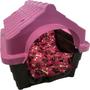 Imagem de Kit Cama Colchonete Pet Preto 70x50cm E Casa Pet N3 Rosa