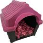 Imagem de Kit Cama Colchonete Pet Rosa 70x50cm E Casa Pet N4 Rosa