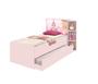 Imagem de Kit Cama De Solteiro Rosa Para Menina com Cabeceira Baú Luxo Personagem Princesas + Cama Auxiliar Rosa Liz