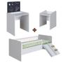 Imagem de Kit Cama Montessoriana Com Banqueta E Mesa Com Quadro Infantil Branco Spencer Shop Jm