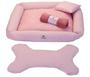 Imagem de Kit Cama Pet Cachorro Ou Gato Chevron Rosa Tam: M 04 Peças