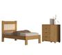 Imagem de Kit Cama Solteiro Para Quarto MDF Com Cômoda 4 Gavetas 1 Porta Sapateira Bela Design Moderno