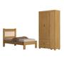 Imagem de Kit Cama Solteiro Para Quarto MDF Com Guarda Roupa 3 Portas 2 Gavetas Design Classico Moderno Linha Bela