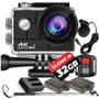 Imagem de Kit Câmera De Ação H9RS 4K Microfone Externo Estabilizador EIS Sport + 02 Baterias+ Carregador+ Bastão+32GB