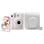 Imagem de Kit Câmera Instantânea Fujifilm Instax Mini 12 Branca + Pack 10 filmes Macaron + Bolsa Branco Marfim
