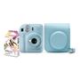 Imagem de Kit Câmera instantânea Instax Mini 12 Azul com 10 fotos e uma linda  Bolsa
